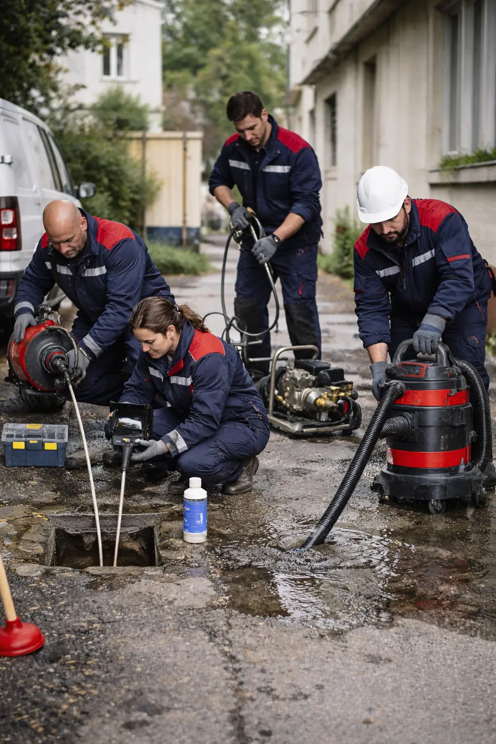 Équipe Les Déboucheurs au travail